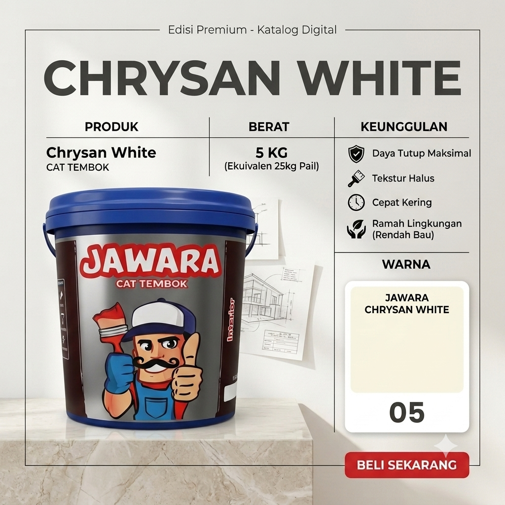 cat jawara galon 05 chrysan white 5 kg